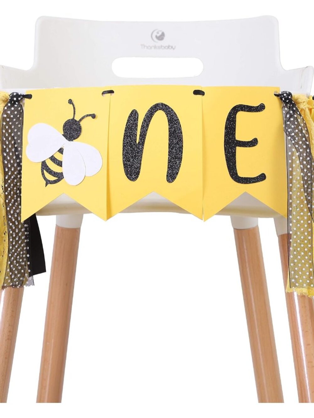 Little Bee 1st Birthday High Chair Banner - Bee Smash Cake, Yellow High Chair Ba